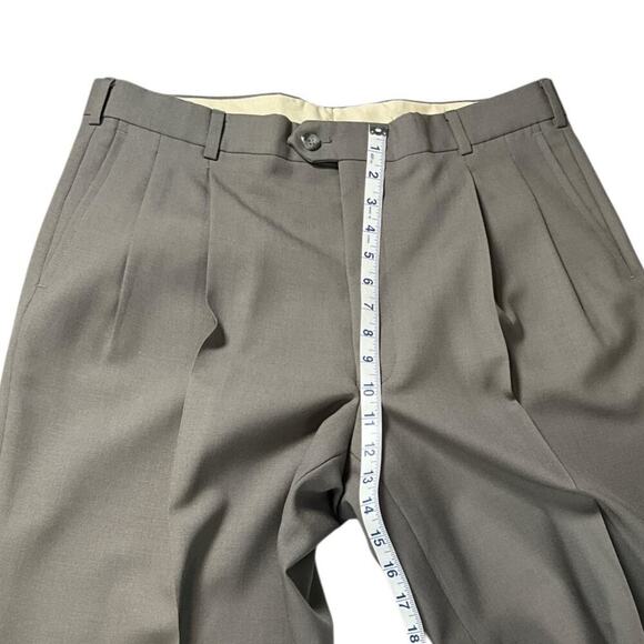 Ellis Mens Suit Trousers Decretive Pleated Design Grey 100% Wool Size 35 Vintage - Picture 11 of 11